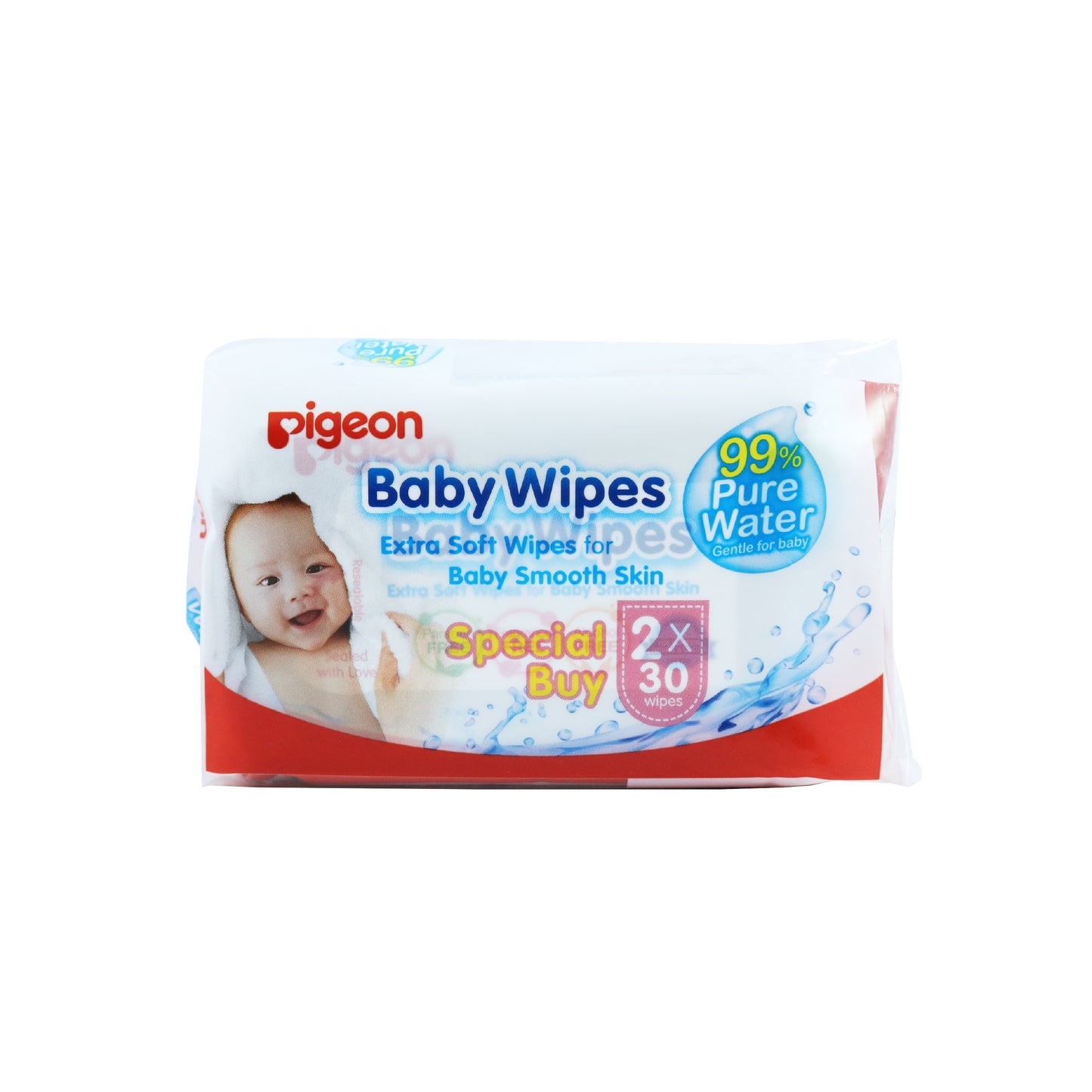 Baby Wipes (30 toallitas x 2) Water Base- Pigeon