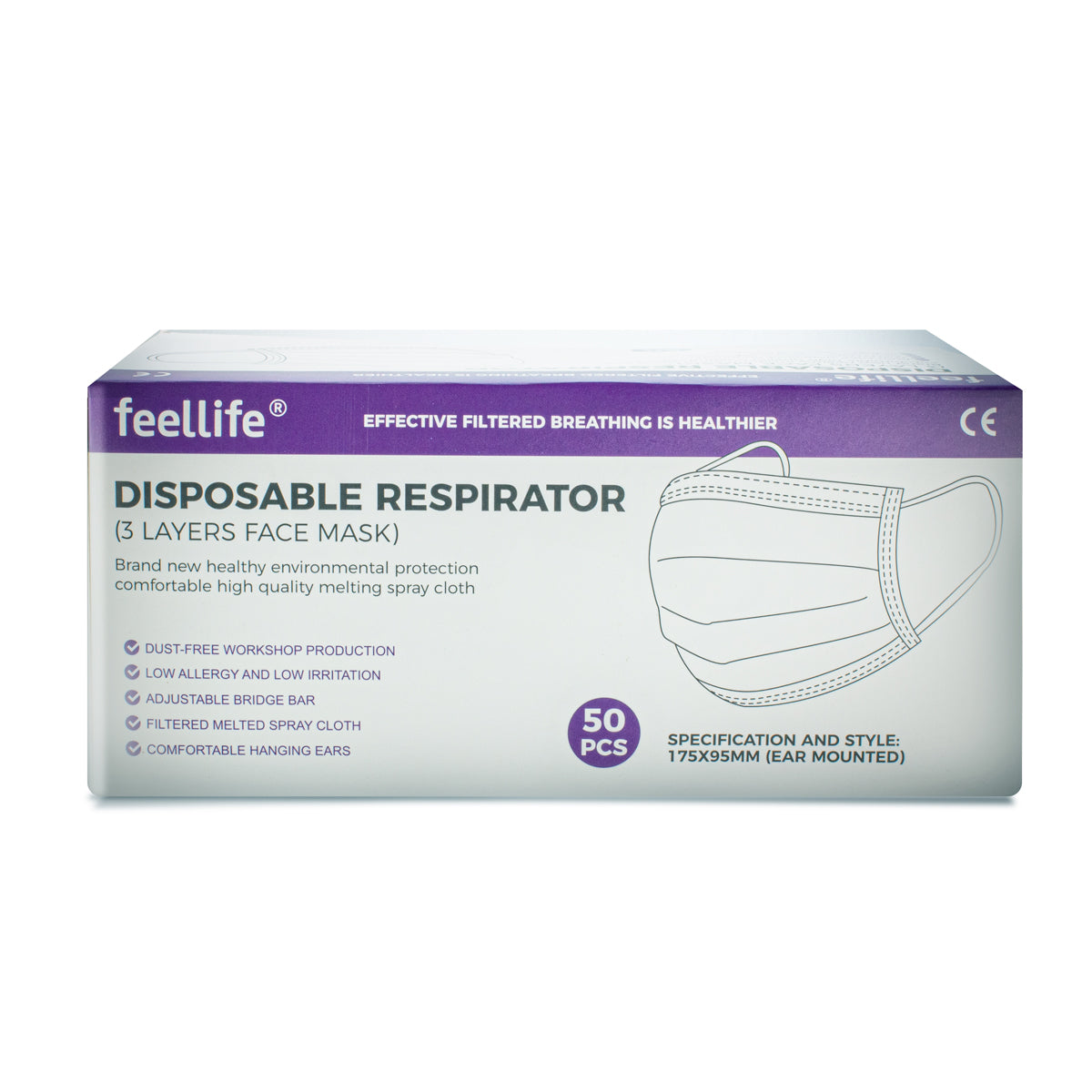 Mascarillas Feellife de 3 capas (50 unidades)