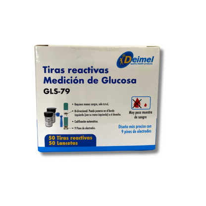 50 Tiras Reactivas en Envase & 50 Lancetas para medición de Glucosa